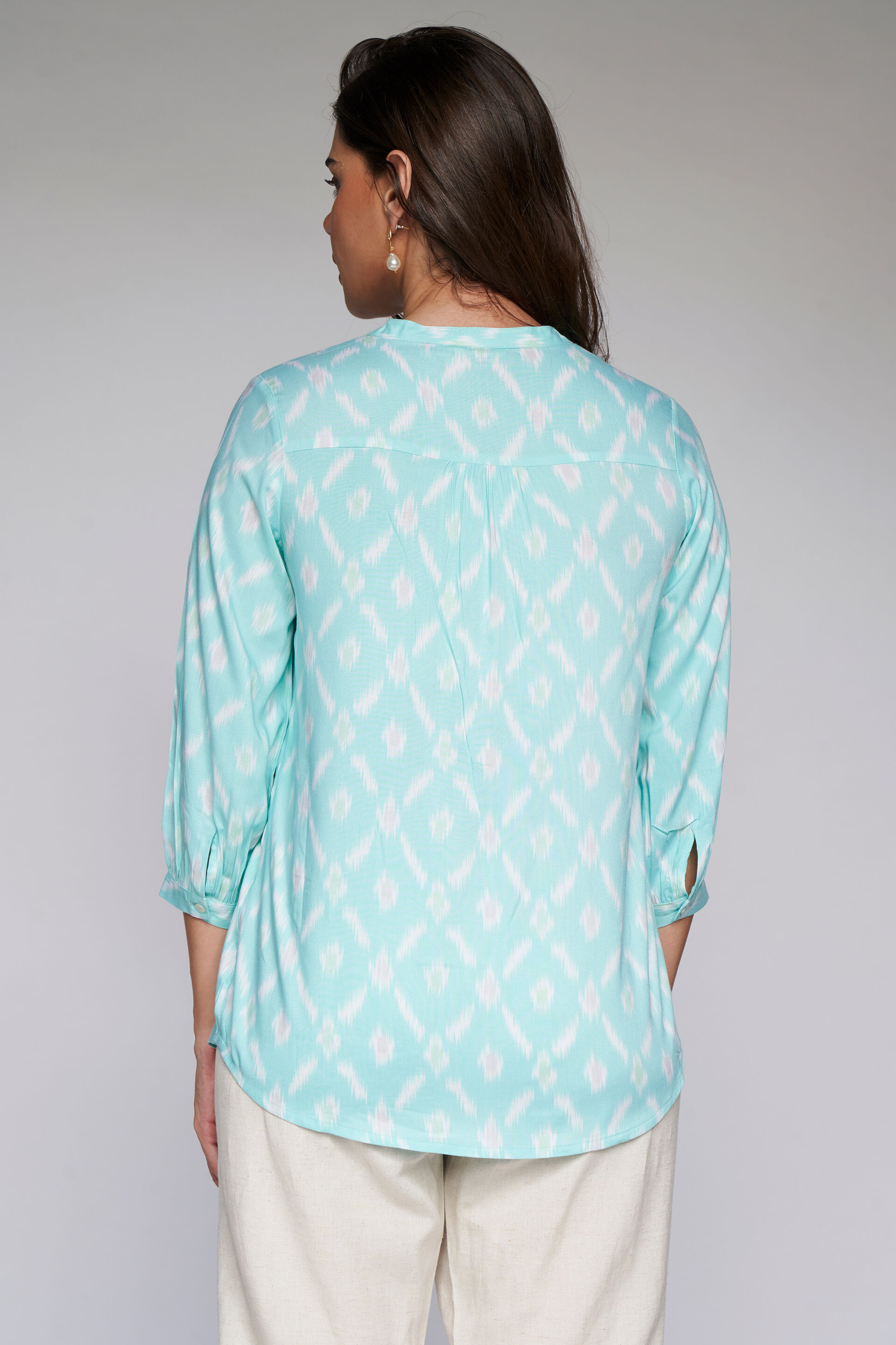 Mint Ethnic Motifs Shirt Style Top, Mint, image 5